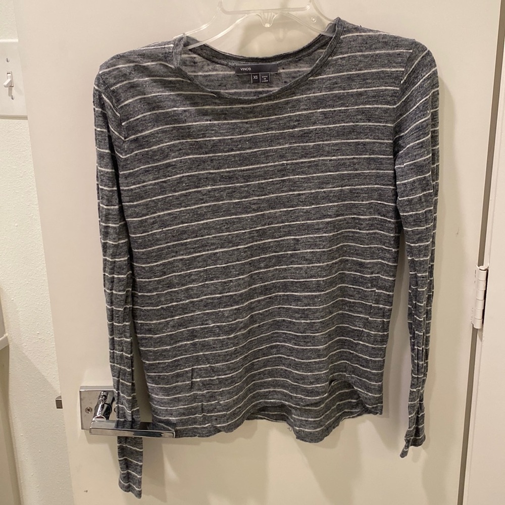 Vince Striped light gray long sleeve top